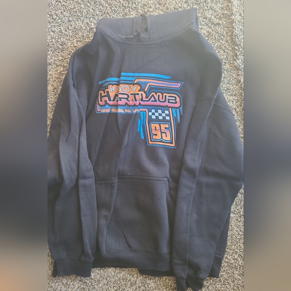 Black Hoodie with Colorful 'Kody Hartlaub 95' Graphic